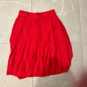 J Crew Red Pleated Midi Skirt